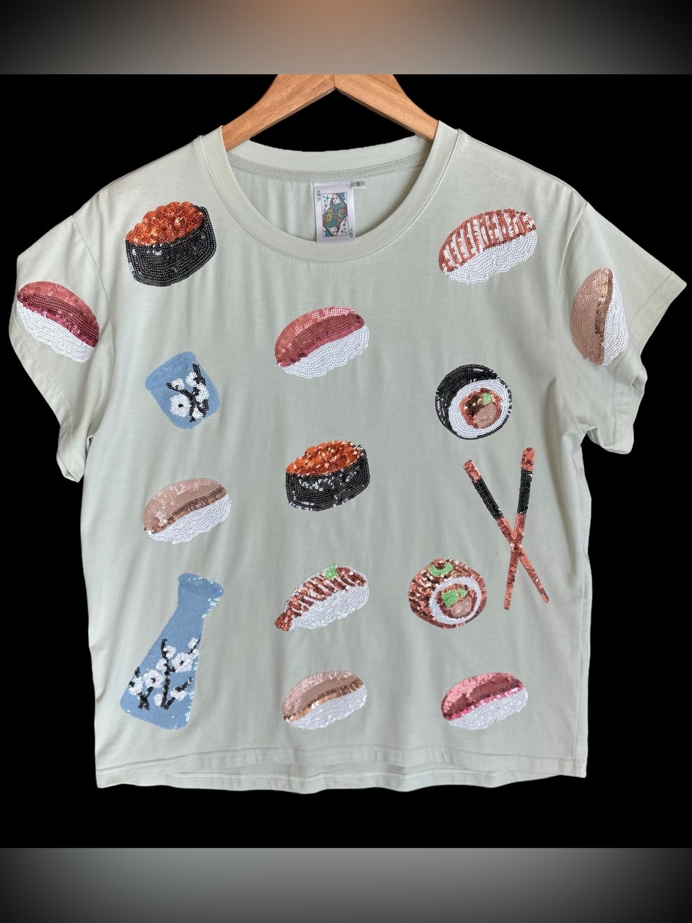 Queen of Sparkles Light Green Sushi T-Shiirt. Size S. Rare and Hard to Find